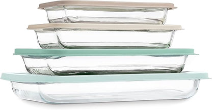 COOK WITH COLOR 8-Piece Deep Glass Baking Dish Set with Plastic Lids –