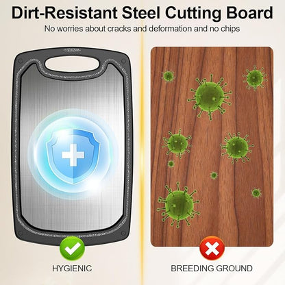 Viretang Metal Cutting Boards for Kitchen, Functional Large Black Plastic