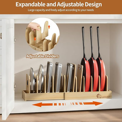 Housolution Bamboo Pot and Pan Organizer