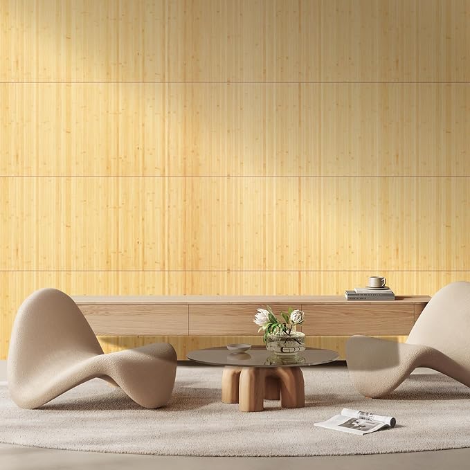 OUZUGIE 1 Pack 96x24 Inch Natural Bamboo Wall Panel – Carbonized Pole Wrap