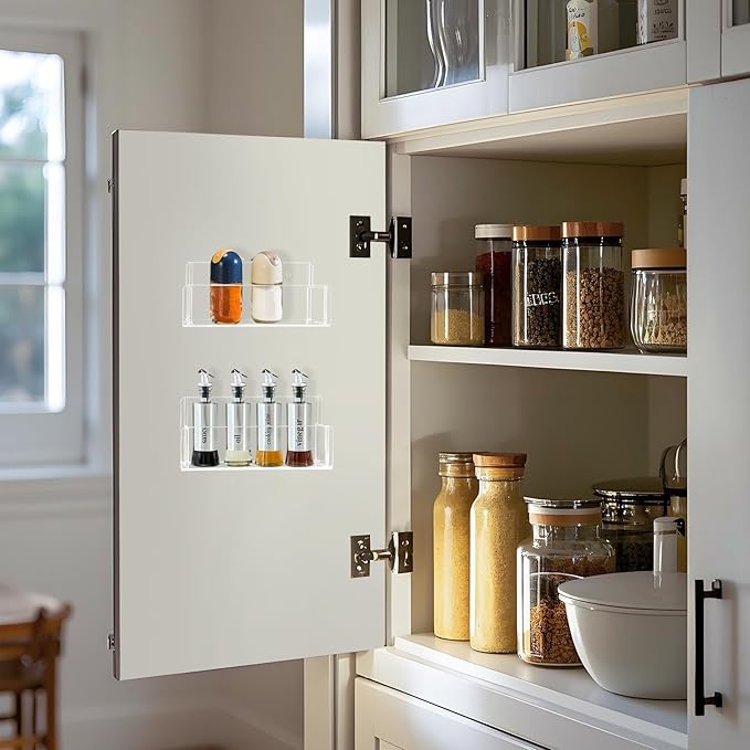 Acrylic Spice Rack Wall Mount-6 Inch, 2 Pack Hanging Seasoning Rack Organizer