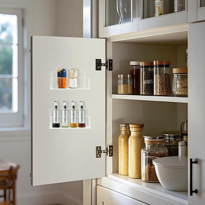 Acrylic Spice Rack Wall Mount-6 Inch, 2 Pack Hanging Seasoning Rack Organizer