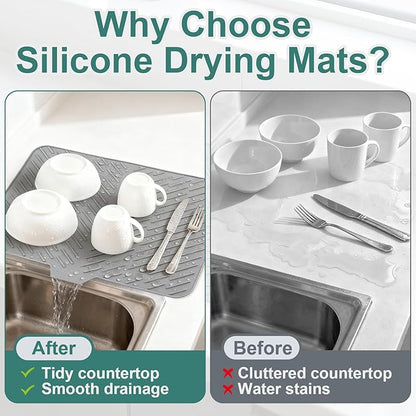 Silicone Dish Drying Mat 23x17, Food-Grade Silicone, Easy Clean Pad