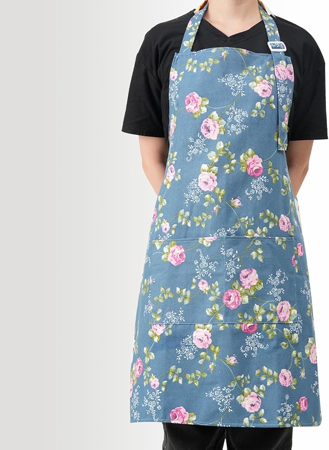 DILLMAN Aprons for Women with Pockets Cotton Linen Cooking Kitchen Baking Soft