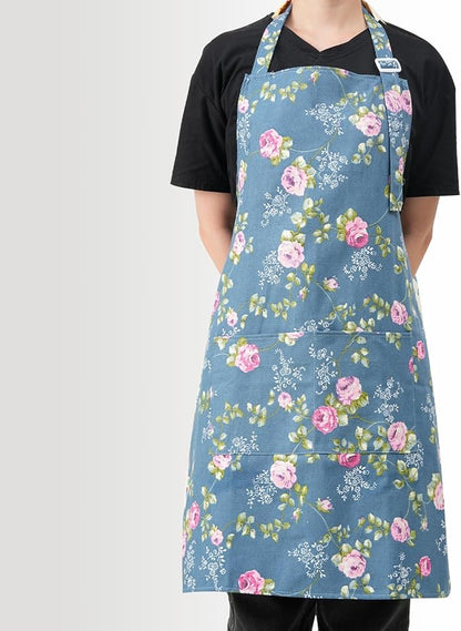 DILLMAN Aprons for Women with Pockets Cotton Linen Cooking Kitchen Baking Soft