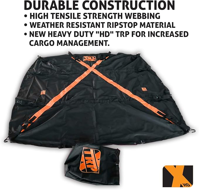 The Heavy Duty X-Cover by TRPx - Trailer and Truck Bed Cover Large - Integrated Heavy Duty Black Tarp and Tie Down System. Fits: Standard Bed, Long Bed Trucks and Utility Trailers up to 8' Long.
