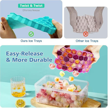 Azyh Ice Cube Trays for Freezer, 3 Pack Ice Cube Tray