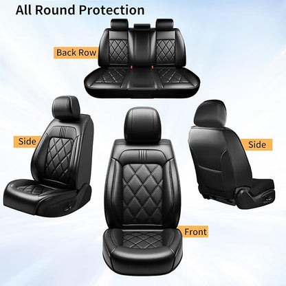 Fusion Car Seat Covers Custom Fit for Ford Fusion 2006-2020, Premium Full Coverage Leather Automotive Seat Protectors, All Seasons Waterproof Breathable, Airbag Compatible (Full Set, Black)