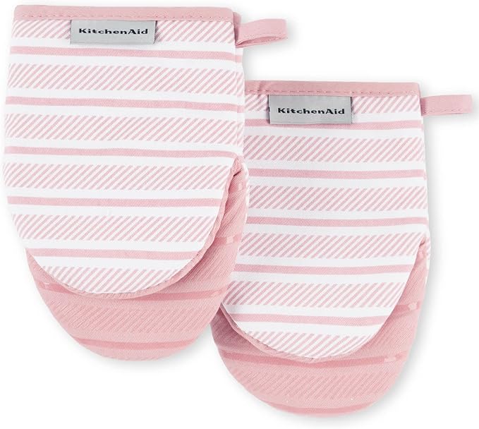 KitchenAid Albany Mini Oven Mitt 2-Pack Set, Dried Rose