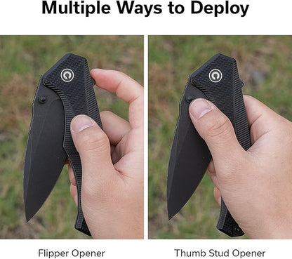 CIVIVI Photonix EDC Pocket Knife, Folding Knife with 3.7" 14C28N Blade G10 Handle with Pocket Clip for Men Women, Camping Hiking Fishing Knife C23081B-1, Black