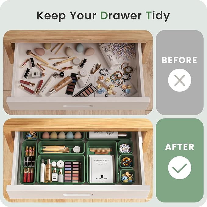 A-LuGei 【 & 5 Size】 Tool Box Organizer Tray Divider Set, 【Army Green】