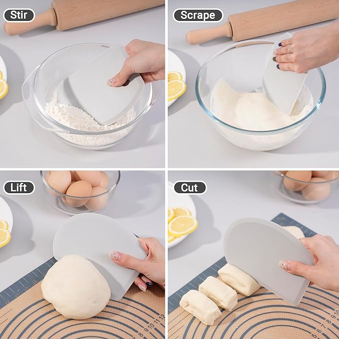 Sapid Flexible Curved Edge Silicone Bowl Scraper, Food Grade Dough Scraper