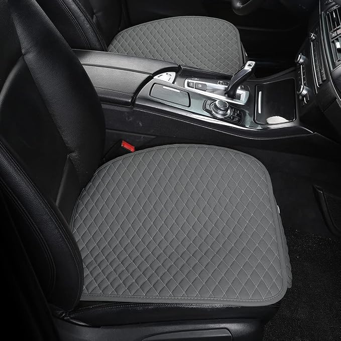 West Llama Pu Leather Car Seat Bottom Covers Protectors Include 1 Pair Front Driver Seat Pad Mat and 1 Rear Bench Cover Universal Fit 90% Vehicles,Gray