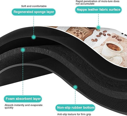 Coffee Mat 19inx12in, Absorbent Hide Stain Anti-Slip Coffee Bar Accessories