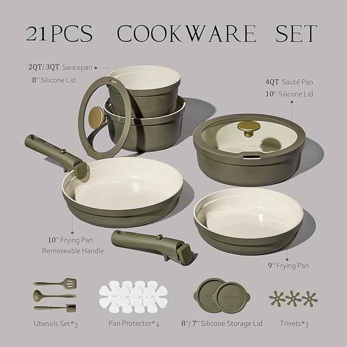 Carote 21pcs Ceramic Cookware Set