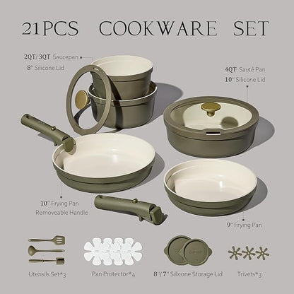 Carote 21pcs Ceramic Cookware Set