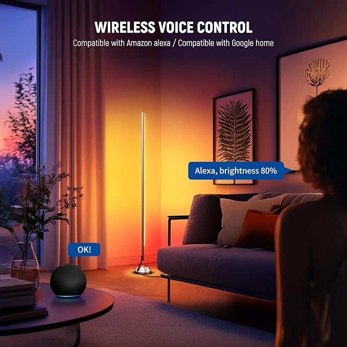 NEEWER Smart RGBW Floor Lamp, 1500lm LED Standing Corner Light Compatible