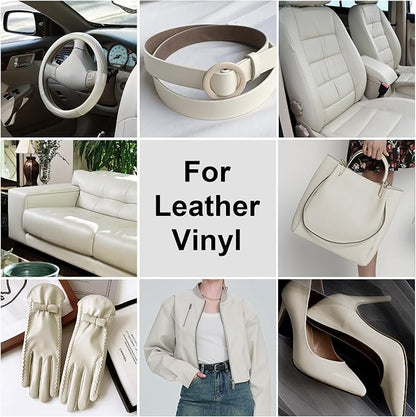 Leather Recoloring Balm, Leather Color Restorer Conditioner, Leather Restorer for Couches Paint, Leather Scratch Remover, Scratch Leather Faded Repair Kits for Vinyl Furniture (Ivory, 75ML)
