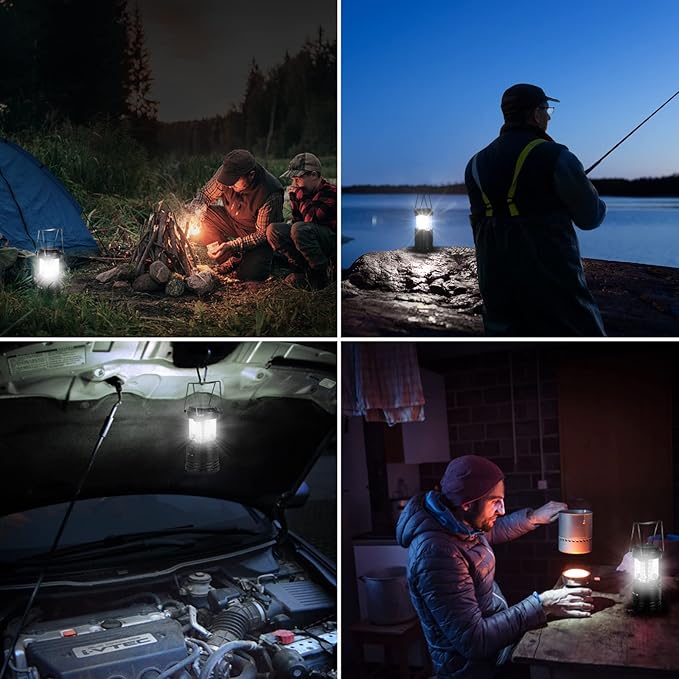 Lepro LED Camping Lanterns Battery Powered, Collapsible, IPX4 Water Resistant, Outdoor Portable Lights for Emergency, Hurricane, Storms and Outages