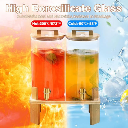 1.5 Gallon 2PCS Glass Drink Dispenser