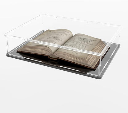 Display Case for Book & Stamps, Flat Acrylic Box for showcaseing Coins, Cards, Photos, Album, Jewellery, Books and Collectibles 14.5 (L) × 11 (W) × 4 (H) inch