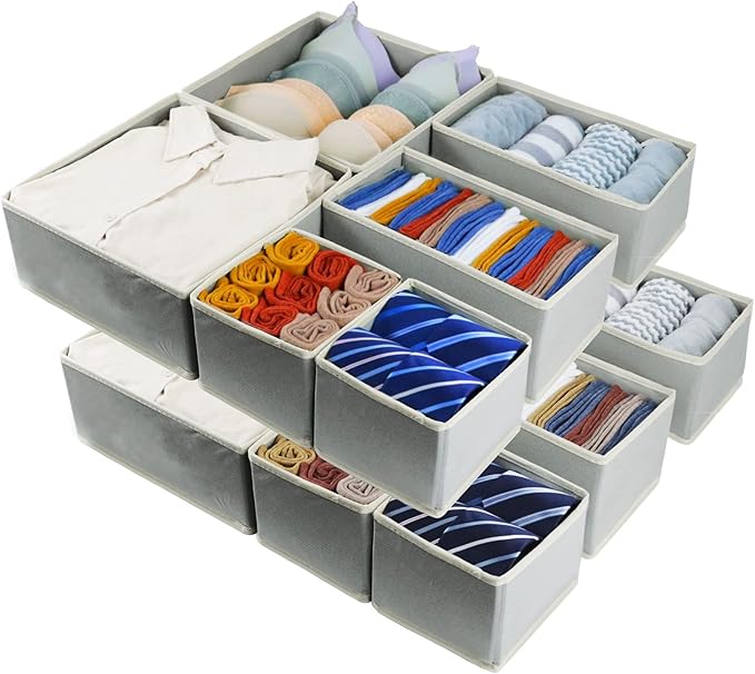 Fordonral 12 Pack Drawer Organizer Clothes, Foldable Fabric Dresser Organizer