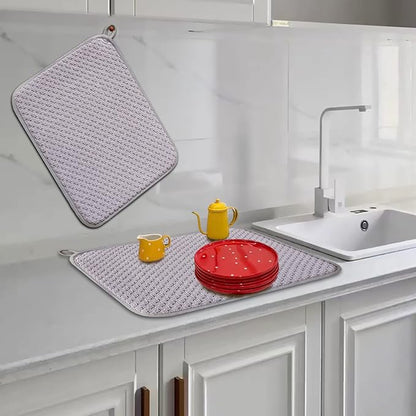 Dish Drying Mats for Kitchen Counter 2 Pack, Dish Drying Pads Absorbent