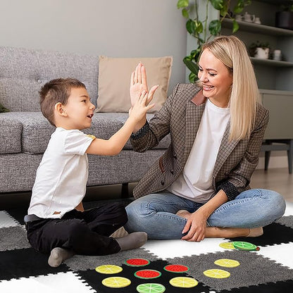 36 Pcs Plush Interlocking Carpet Tiles, Non-Toxic Foam Carpet Tiles for Toddler Baby, Machine-Washable, Anti-Slip, EVA Foam Interlocking Tiles for Floor, Nursery, Playroom, Grey White Black