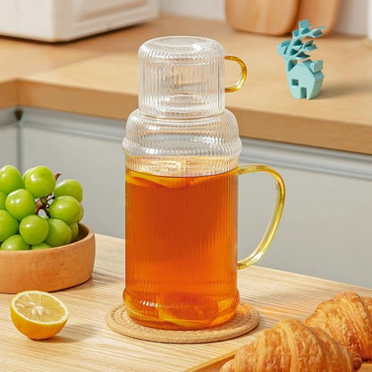 Baffect Bedside Water Carafe And Glass Set, High Borosilicate Glass Pitcher