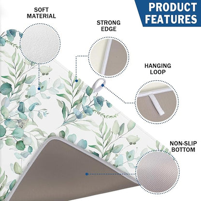 Watercolor Sage Leaves Dish Drying Mats