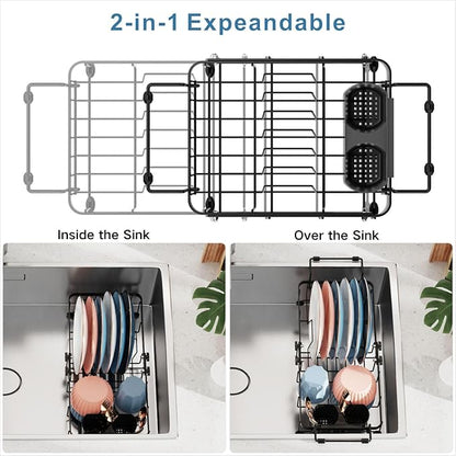 iSPECLE Small Sink Dish Drying Rack, 9.1" W Expandable Compact Rust Resistant