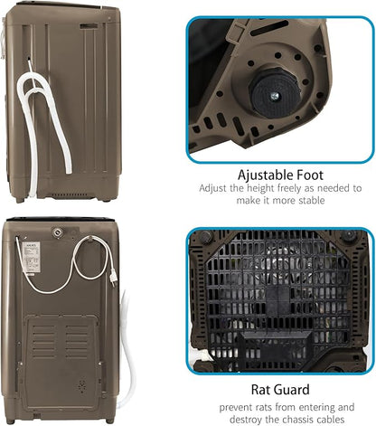 Anukis Fully Automatic Washing Machine, 13 lbs Capacity Compact Laundry Washer