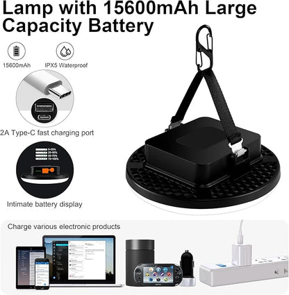 16500mAh 3000LM 4Color Flashlight Portable LED Camping Lantern Rechargeable Light 60W with Magnet, IP65 Waterproof Tent Light Power Failure Emergency Survival Kits (60W Pro)