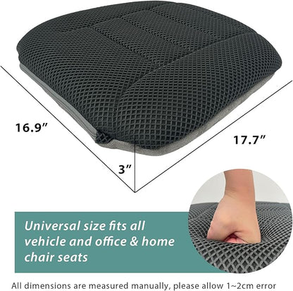 AEROiVi 17.7" L × 16.9" W × 3" H,Car Booster Seat Cushion Raise The Height for Short People Driving, Breathable 3D Air Mesh, 3 Inch Booster Seat, Non-Slip Bottom, Car Seat Pad with Truck,Cars,SUVs