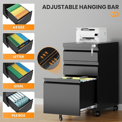 3 Drawer Mobile File Cabinet