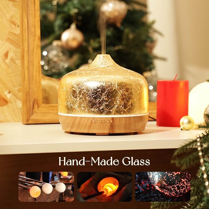 Porseme 500ml Essential Oil Diffuser Gold Plated Glass Aromatherapy Ultrasonic