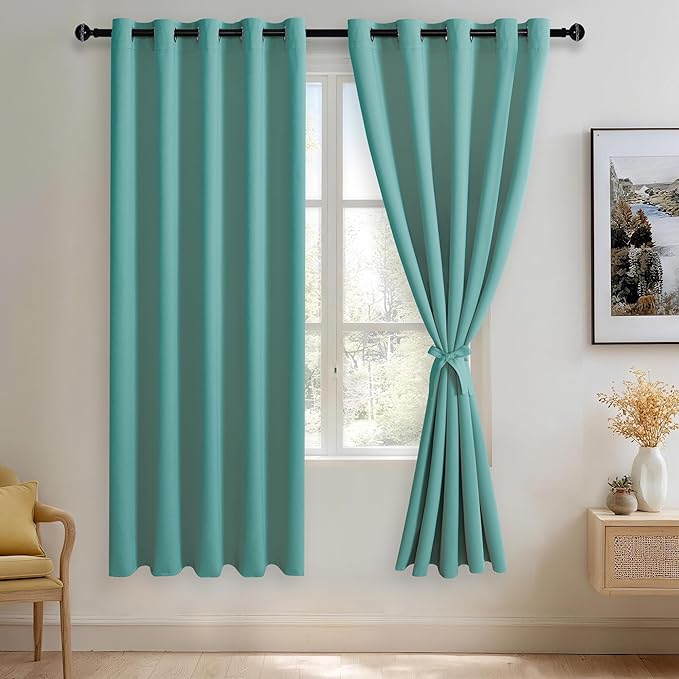 JIUZHEN Turquoise Blackout Curtains