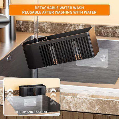 SuoXing Inside Sink Sponge Holder, Plastic Dish Sink Organizer