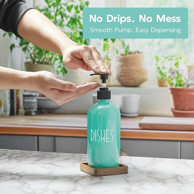 Turquoise Glass Dish Soap Dispenser