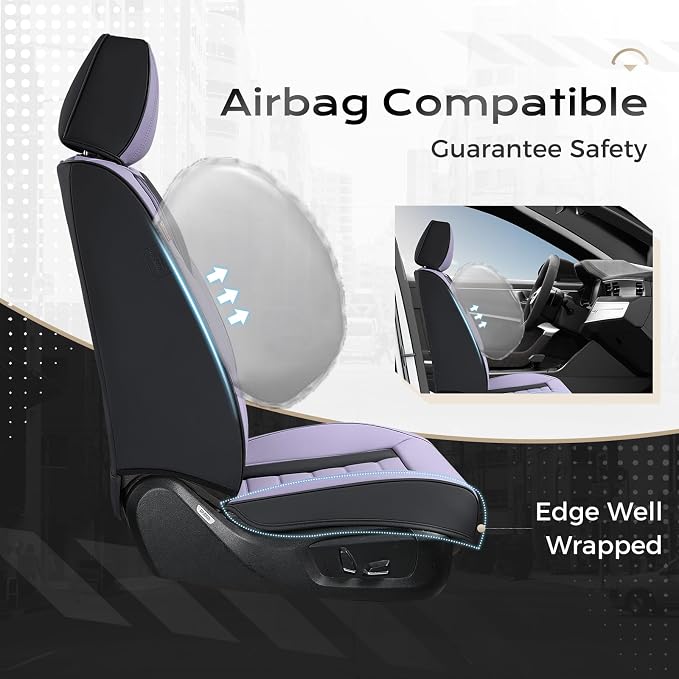 Coverado Car Seat Covers Full Set, Seat Covers for Cars, Front Seat Covers and Back Seat Cover Waterproof Leather Automotive Seat Cover, Universal Car Interior Protectors Cushion for Most Cars
