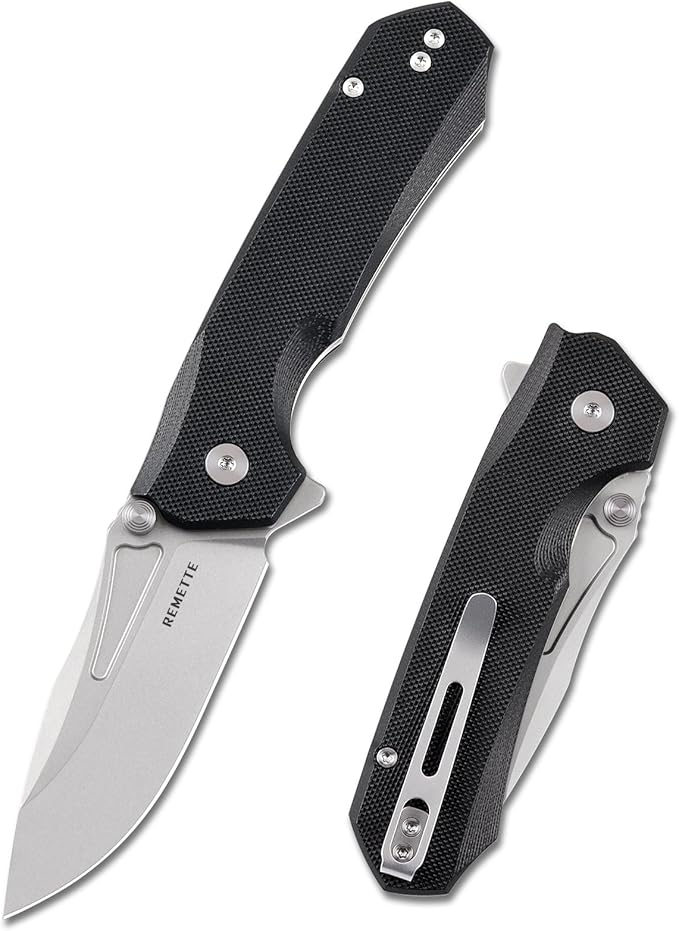 EDC Pocket Knife Rhino,3" D2 Steel Blade Durable G10 Handle, Folding Pocket Knives with Reversible Pocket Clip, Sharp Camping Hiking Pocket Knife for Men