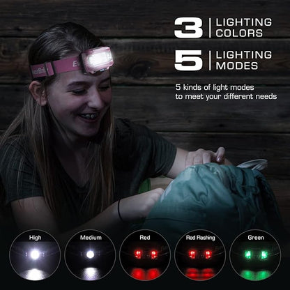 EverBrite Headlamp, 2 Pack Kids Headlamp with Red Light and Memory Function, Head Lamp for Adults and Kids with 5 Modes, Bright Headlamps for Camping, Running, Batteries Included
