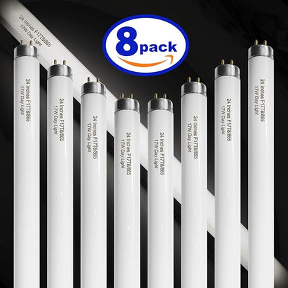 24 Inch F17T8/865 Fluorescent Bulb Daylight 6500K, 17 Watt T8 Light Bulb