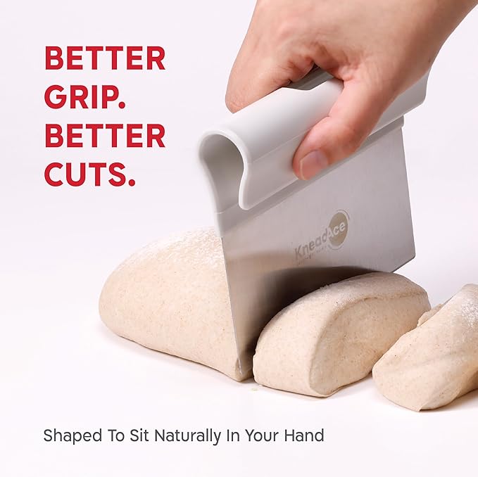 KneadAce Dough Scraper & Baker’s Brush Set. Stainless Steel Bench Scraper &