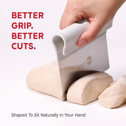 KneadAce Dough Scraper & Baker’s Brush Set. Stainless Steel Bench Scraper &