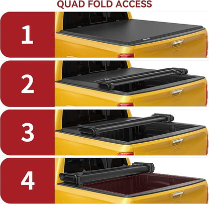 YITAMOTOR Soft Quad Fold Truck Bed Tonneau Cover Compatible with 2009-2024 Dodge Ram 1500 (19-24 Classic ONLY), Fleetside 6.4 ft Bed Without Rambox