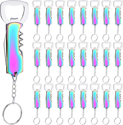 Ziliny 24 Pcs Bottle Opener Keychain Bulk Wine Bottle Beer Opener Keychain