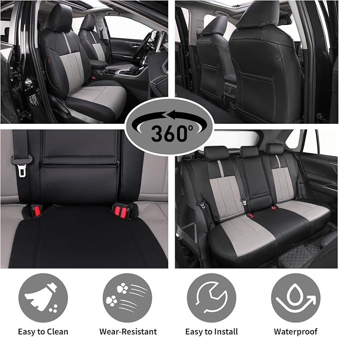 EKR Corolla Seat Covers Custom Fit for Toyota Corolla 2020 2021 2022 2023 2024 2025 2026 SE &2023-2025 XSE &2025 FX,Leather Car Seat Covers Full Set-Faux Leather(Black+Light Gray-1)