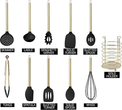 COOK WITH COLOR Silicone Cooking Utensils, Kitchen Utensil Set, Cooking Utensils