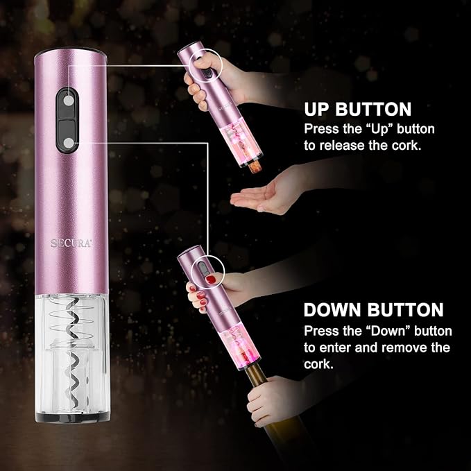 Secura Electric Wine Opener, Automatic Electric Wine Bottle Corkscrew Opener
